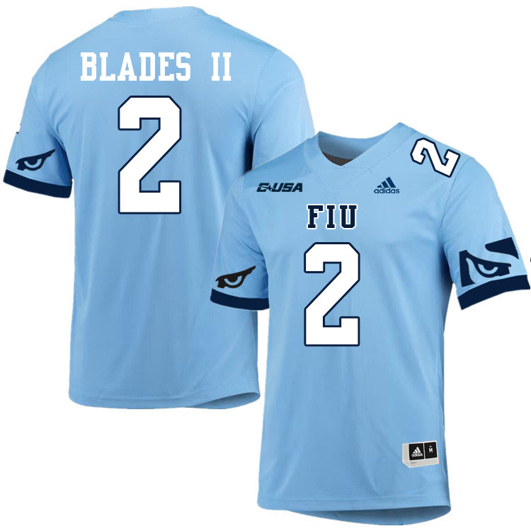 #2 Brian Blades II FIU Jersey, Florida International University Panthers Football Jersey-Light Blue #2 Brian Blades II FIU Jersey, Florida International University Panthers Football Jersey-Light Blue